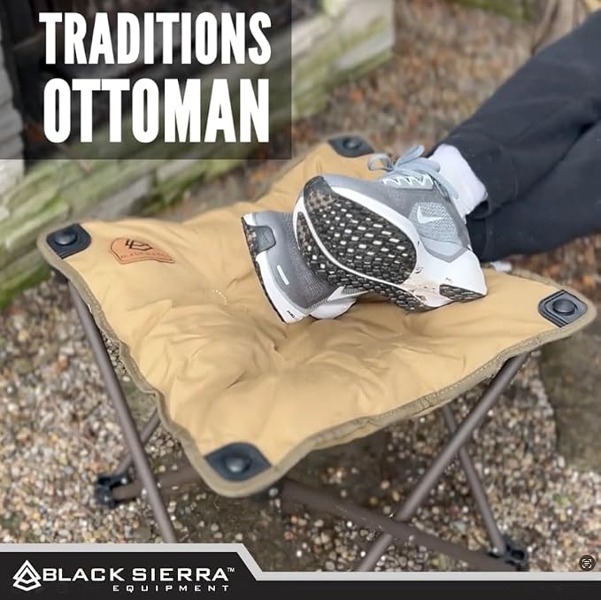 Black Sierra Traditions Camping Foot Stool, Folding Camp Ottoman, Lightweight - Image 5