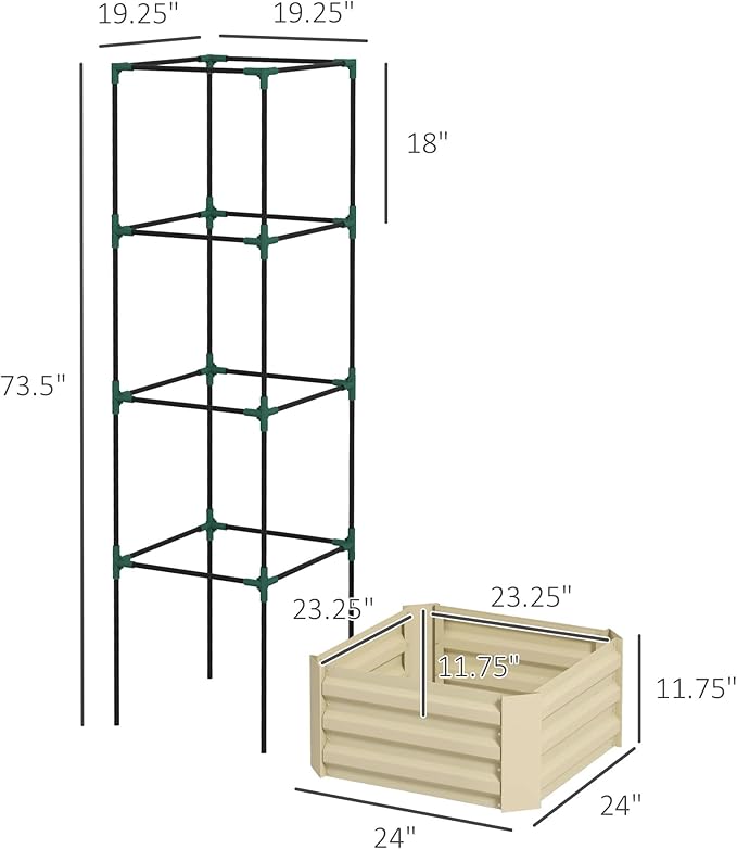 Outsunny Galvanized Raised Garden Bed, 73.5" Tall Outdoor Planter Box - Image 7