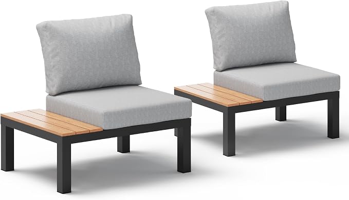 Aluminum Outdoor Patio Sofa Set, 2 Seats Modular Sectional Sofa by Oasbira