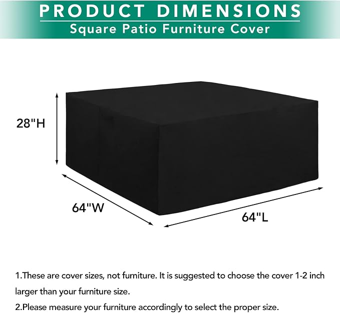 Easy-Going 600D Heavy Duty Patio Furniture Cover, Outdoor Square Table and - Image 2