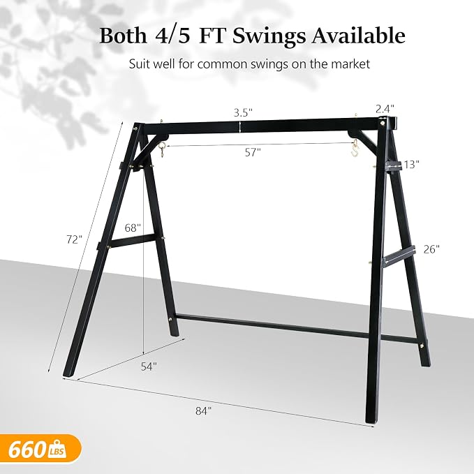 VINGLI Heavy Duty 660 LBS Wooden Swing Frame - Image 4