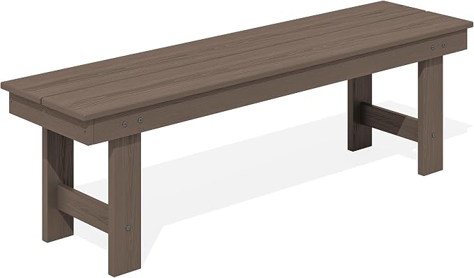 SERWALL 2-Person Outdoor Bench Backless, HDPE Outdoor Benches Weatherproof by SERWALL