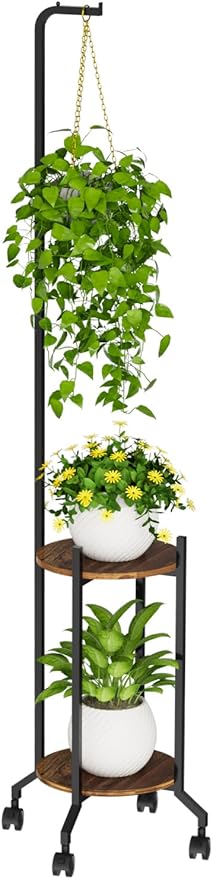 Plant Stand Indoor, 2 Tier Hanging Tall Plant Shelf by VyGrow
