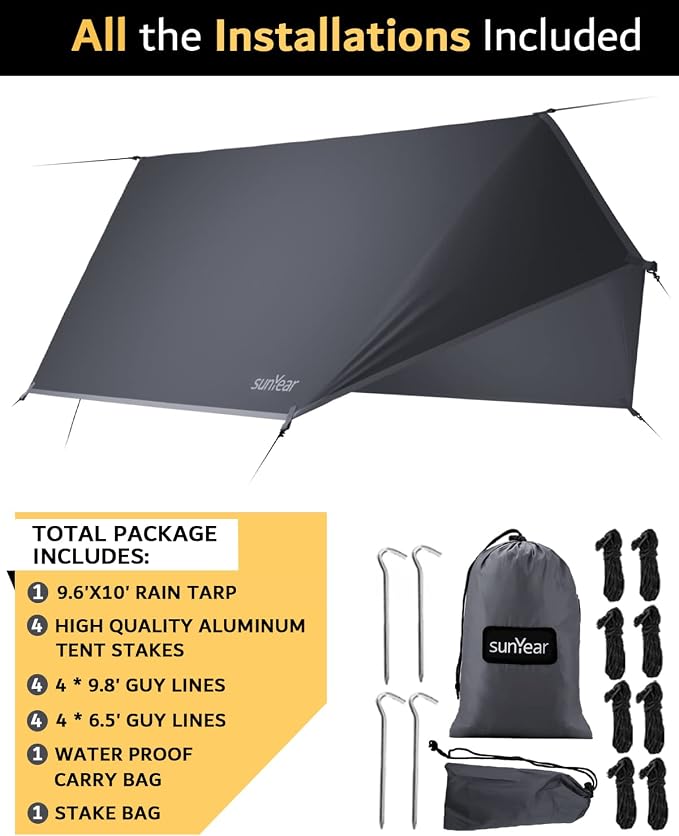 Sunyear Hammock Tent Rain Fly-Camping Hammock Outdoor Tarp-Small Door - Image 6
