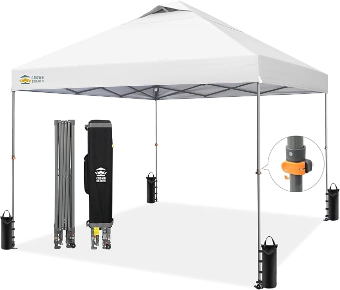CROWN SHADES Adjustable Height on The Fly, 10x10 Pop Up Canopy by CrownShades