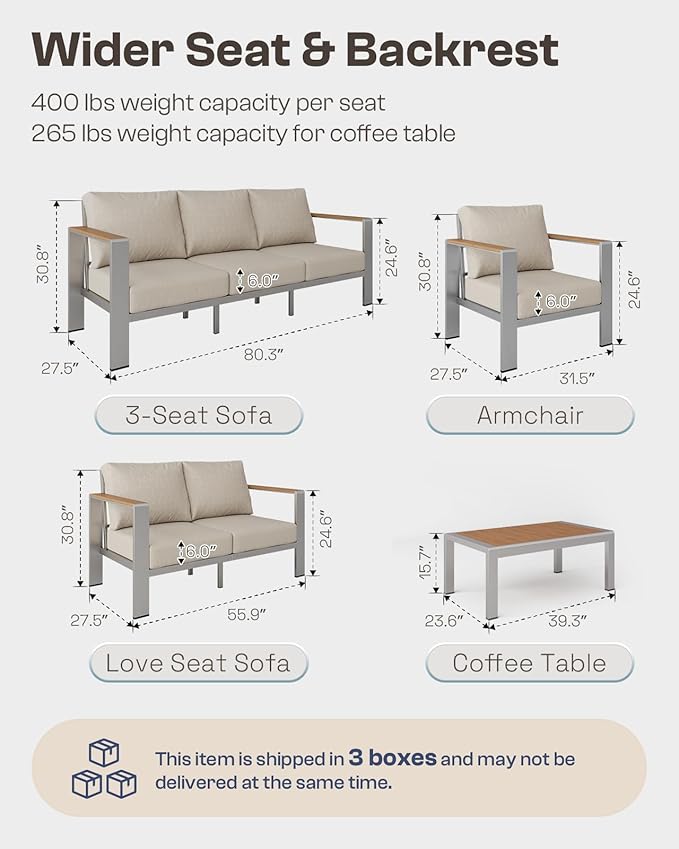 Aluminum Outdoor Patio Furniture Set - Image 8