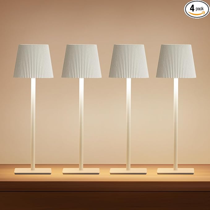 LUTEC 4 Pack Cordless Table Lamp, 6000mAh Rechargeable Battery Operated Desk by LUTEC