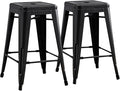AC Pacific 24” Metal Backless Barstool Set of 2 – Country Rustic Style by ACPacific