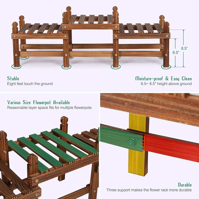 Wood Flower Stand Small Plant Stand Indoor Outdoor Plant Shelf Low Window Shelf - Image 4