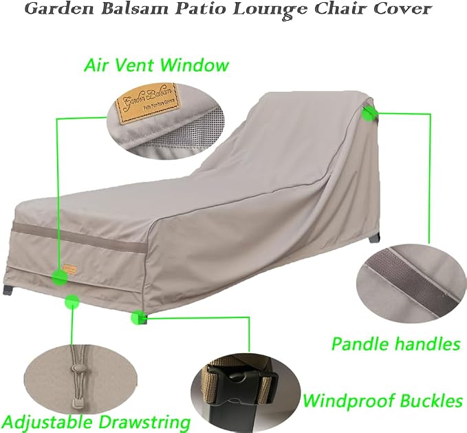 Patio Chaise Lounge Cover Waterproof, Heavy Duty Outdoor Lounge Chair Covers - Image 3
