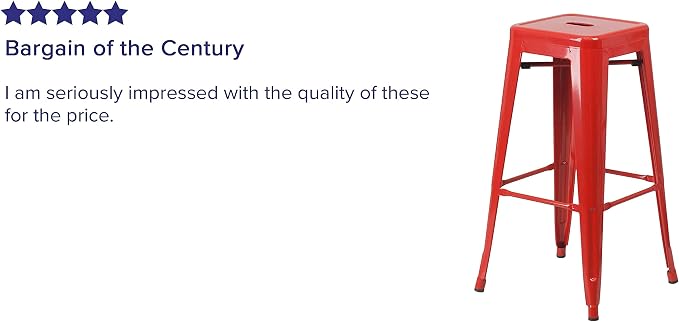 Flash Furniture Lily 4 Pack Commercial Grade 30" High Backless Red Metal - Image 6
