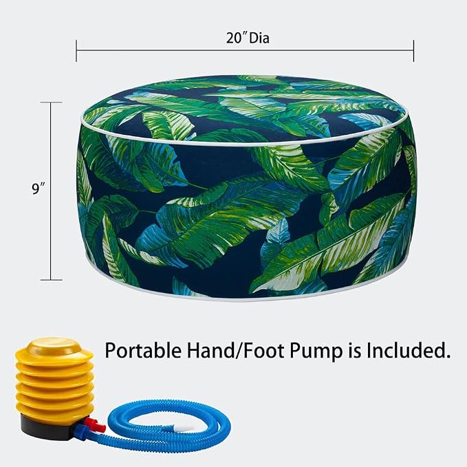 Magpie Fabrics Inflatable Stool Ottoman Pouf D20 xH9, Outdoor Round Footrest - Image 3
