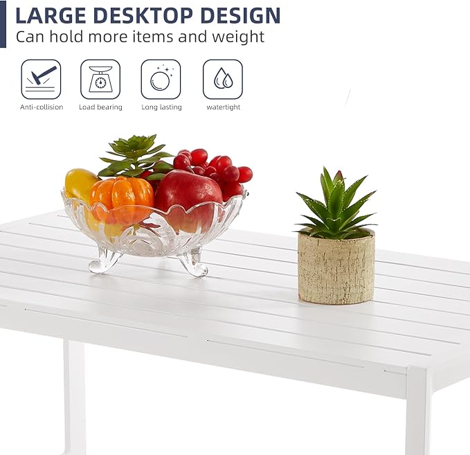 Outdoor Coffee Table for Patio, Aluminum All-Weather Modern Metal Coffee Table - Image 4