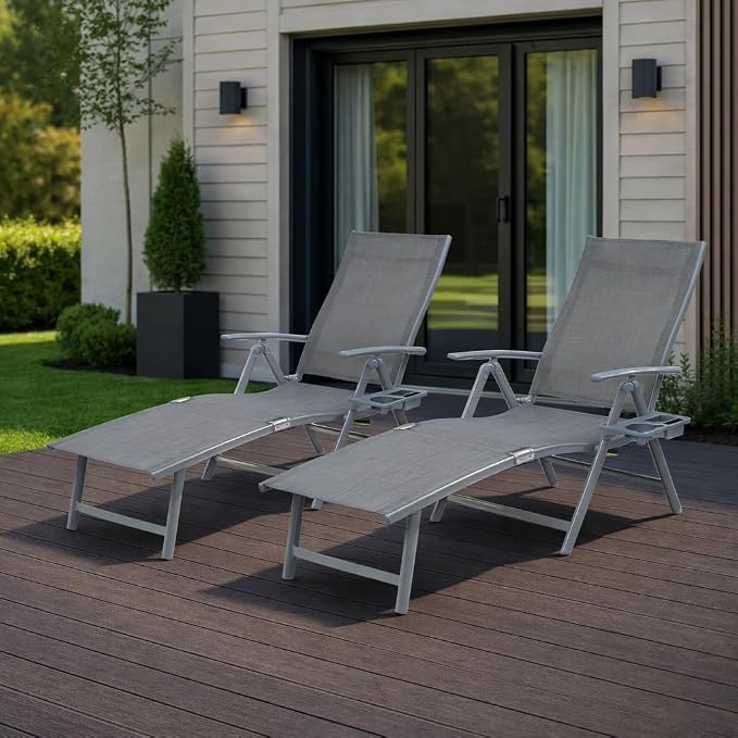 Kozyard Aluminum Outdoor Chaise Lounge Chair, Adjustable Reclining Patio Lounge by Kozyard