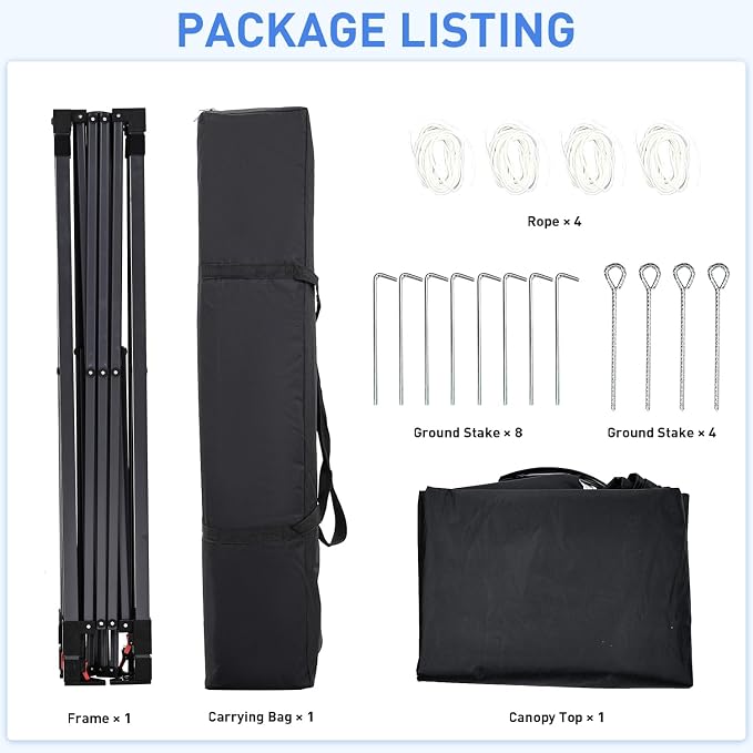 Pop Up Canopy, 10x10 FT Instant Outdoor Canopy Tent - Image 7