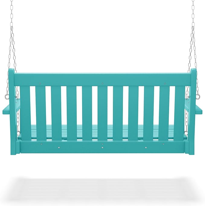 COSTAELM Paradise Outdoor Patio HDPE Hanging Front Porch Swing Bench - Image 5