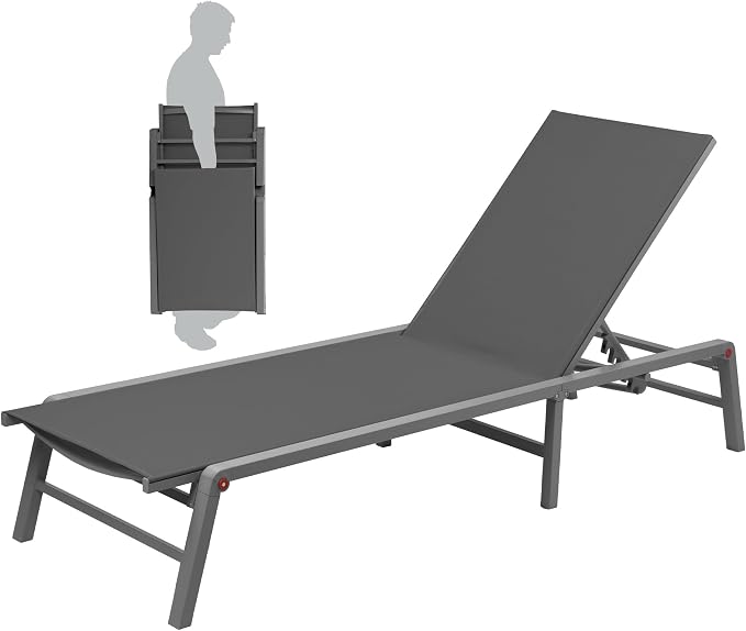 Kozyard Outdoor Foldable Lounge Chair, Aluminum Frame Patio Lounger - Image 3