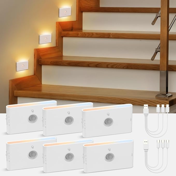 wowatt Rechargeable Motion Sensor Stair Light, Dimmable Stair Lights Indoor - Image 9