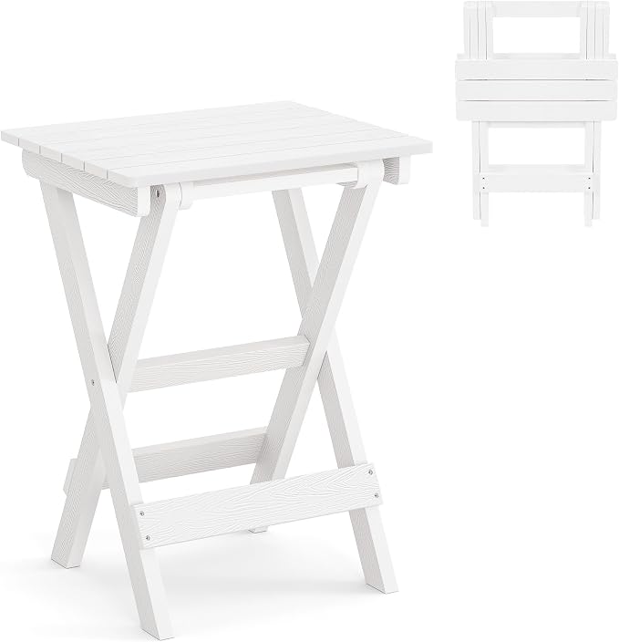 LUE BONA 27 inch Folding Side Table, HDPS Outside End Table by LUEBONA