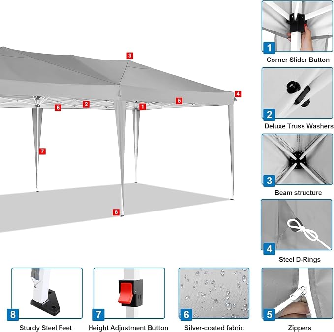 COBIZI 10x20 Pop Up Canopy Tent - Image 8
