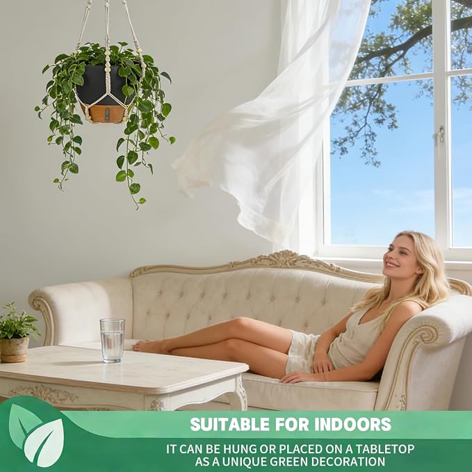 Self-Watering Hanging Planters for Indoor Plants Set 2-Piece Includes Plant - Image 7