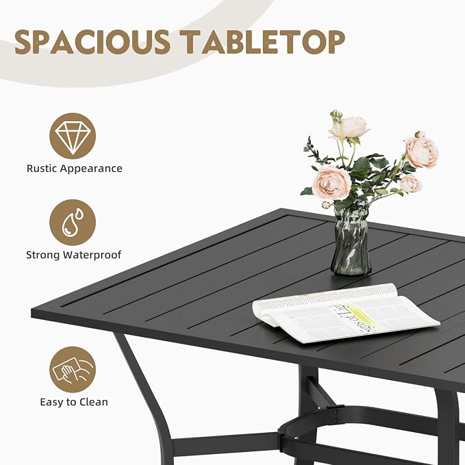 MELLCOM 63''x38'' Outdoor Dining Table - Image 4