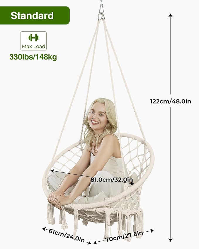 Greenstell Hammock Chair, Macrame Swing Chair - Image 5