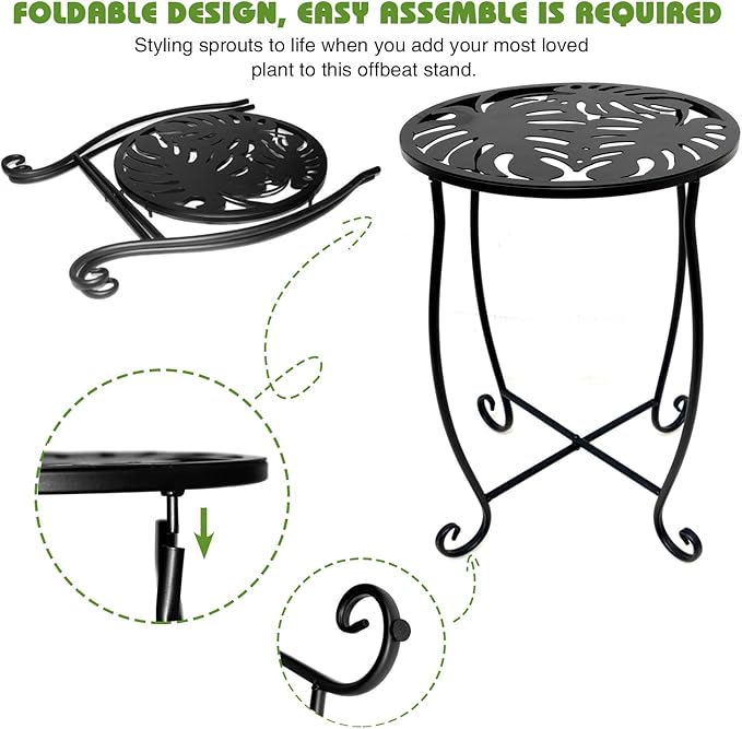 Fashion&cool Side Tables for Small Space, Metal Outdoor Indoor Round Side Table - Image 3