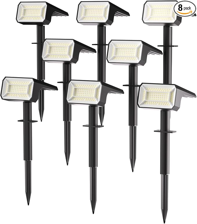 Fabrito Solar Spot Lights Outdoor 8 Pack, Auto On/Off Spotlights, IP67 by Fabrito