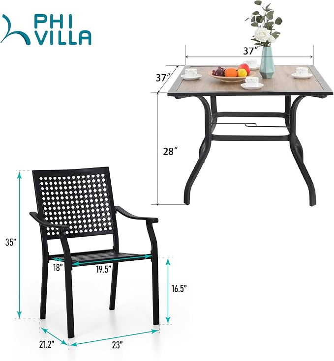 PHI VILLA 5 Pieces Outdoor Dining Set - Image 9