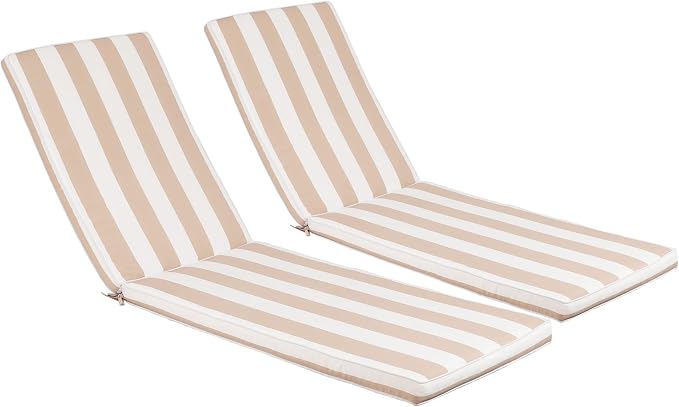Outdoor Chaise Lounge Chair Cushions 2 Pack, Thick Waterproof Patio Pool Lounge by BetterQualityBetterLife