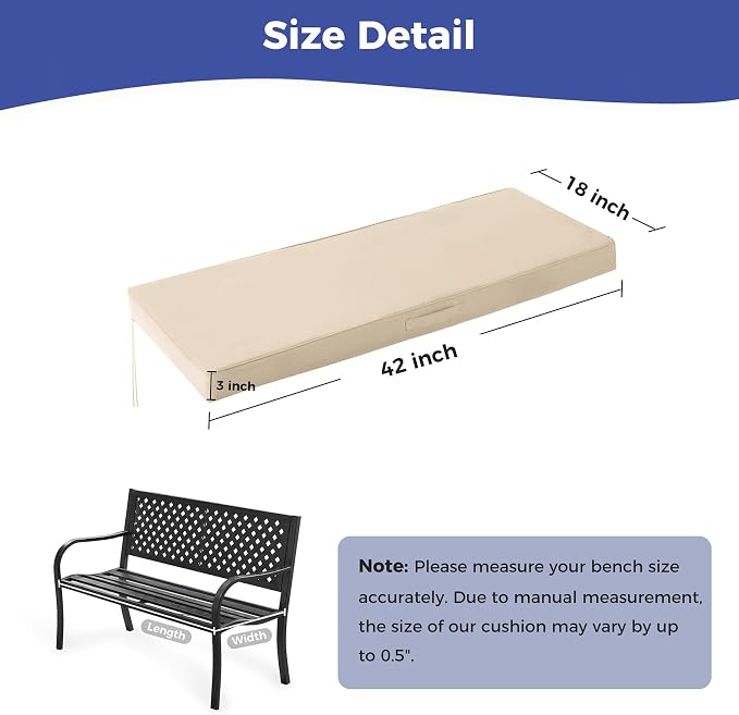 Outdoor Bench Cushions for Outdoor Furniture, Waterproof Bench Pillow, Fade - Image 5