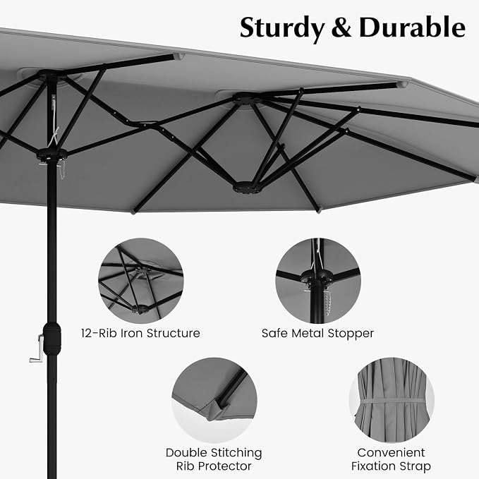 Tangkula 10 Pieces Patio Wicker Dining Set w/Double-Sided Patio Umbrella - Image 7