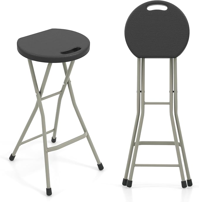 GYMAX Folding Stool, 28in Portable Collapsible Bar Stool by GYMAX