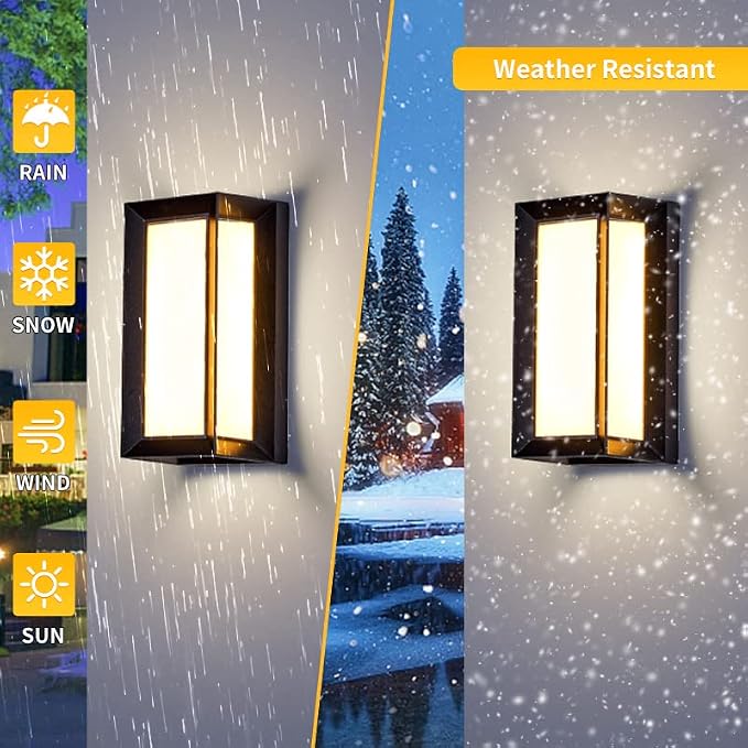 LANFU LED 18W Modern Rectangular Outdoor Wall Sconce 3000K Outside Light - Image 5