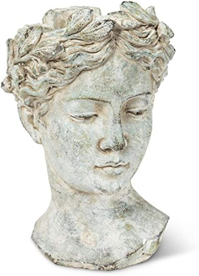 Abbott Collection Goddess Head Planter – Large Cement Indoor and Outdoor by AbbottCollection