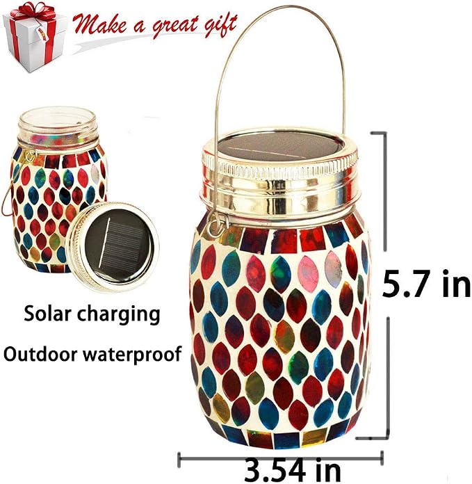 Mosaic Lights Outdoor Hanging Lanterns, Rechargeable Mosaic Solar Lanterns， - Image 3