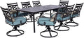 Hanover Montclair 9-Piece Outdoor Dining Set, 8 Swivel Rocker Chairs by Hanover
