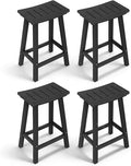 Outdoor Bar Stools Set of 4, 24 Inch All-Weather HDPE Counter Height Chairs by KULAMOONLIFEHOUSE