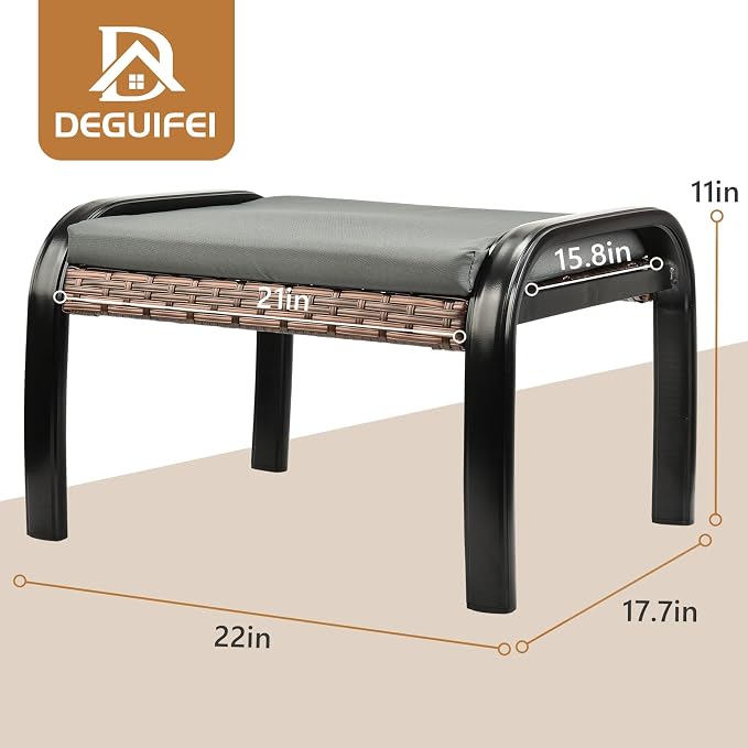 Patio Footstool Ottoman Outdoor Foot Rest - Image 2