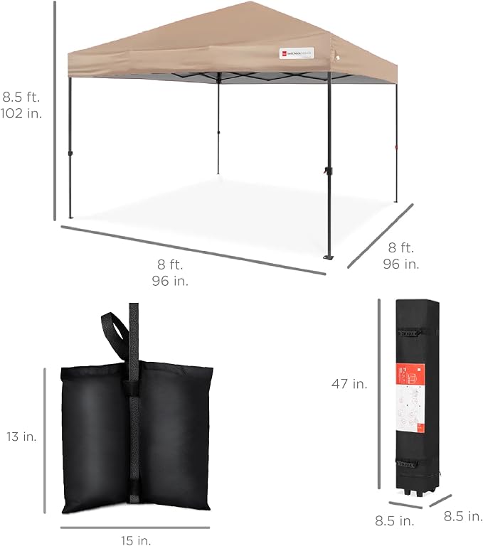 Best Choice Products 8x8ft Pop Up Canopy Tent, Outdoor Shade, 1 Person 1 Minute - Image 8