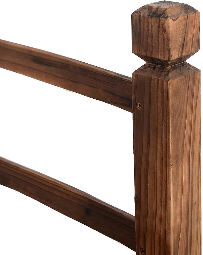 HAPPYGRILL Wooden Garden Bridge, Stained Finish Decorative Pond Bridge - Image 6