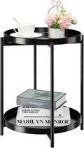 danpinera 2-Tier Round Side Table, Metal End Table by danpinera