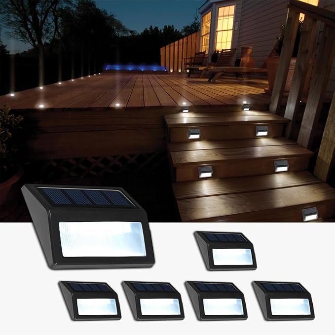 Solar Lights Outdoor, Waterproof Solar Powered Deck Step Lights by Follateas