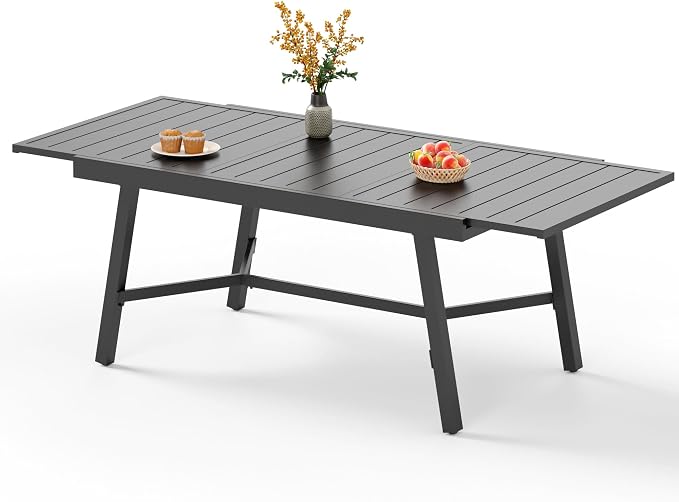 PHI VILLA Expandable Patio Dining Table Metal Outdoor Table by PHIVILLAThepioneerofcomfortablehouseholdsupplies