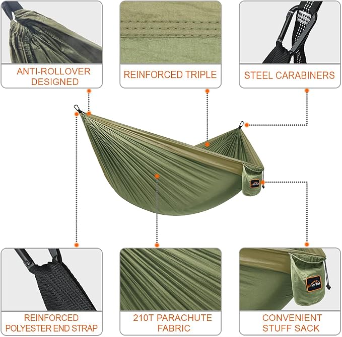 Camping Hammock, Super Lightweight Portable Parachute Hammock - Image 2