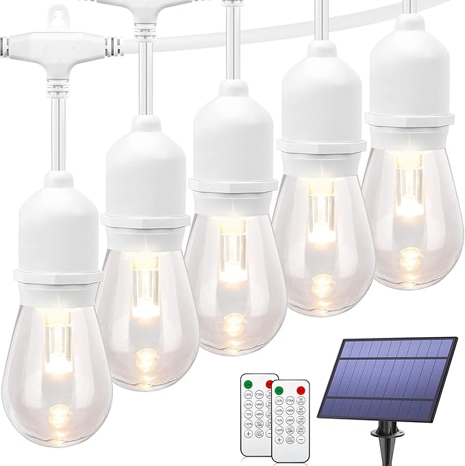 Mlambert 3-Color in 1 Dimmable Solar String Lights Outdoor, 48FT Patio String by Mlambert