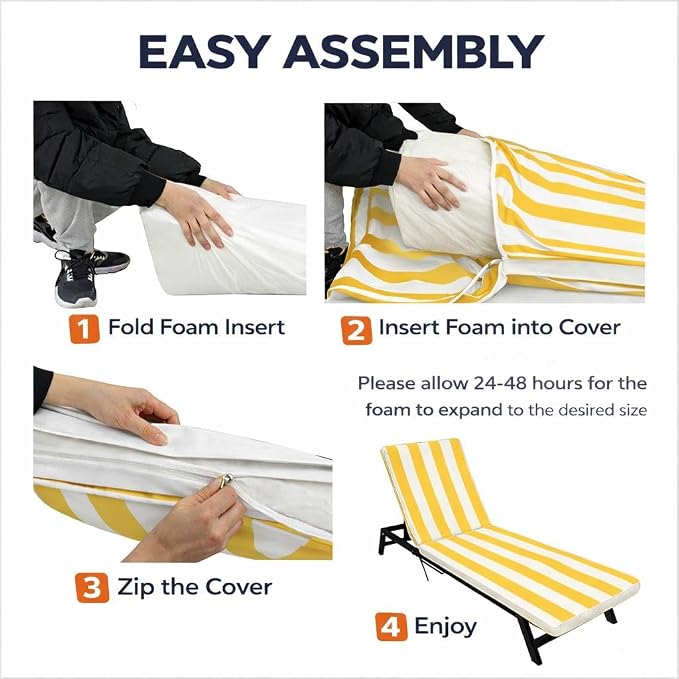 Only choice 2 Pcs Set Outdoor Lounge Chair Cushions Patio Chaise Lounge Chair - Image 6