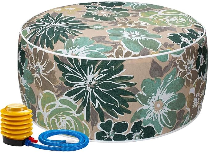 Magpie Fabrics Inflatable Stool Ottoman Pouf D20 xH9, Outdoor Round Footrest by Magpie+Fabrics