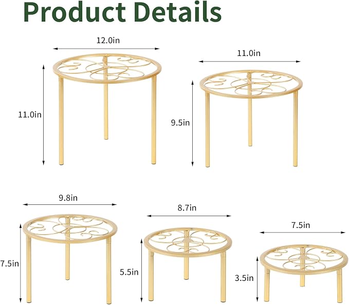 5-piece set of metal plant potted flower racks, heavy-duty flower pot plant - Image 5